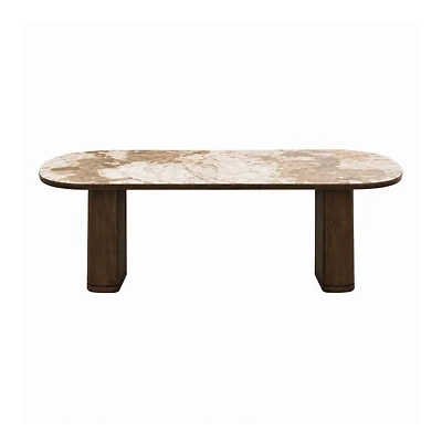 Brookvale Modern Dining Table with Red Oak Veneer & Ceramic Top