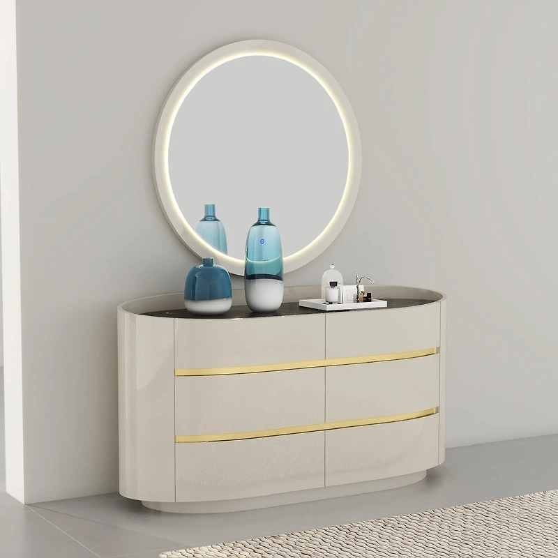 Zelie Glossy 6 Drawer Dresser