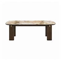 Calvora Modern Dining Table with Walnut Veneer & Ceramic Top