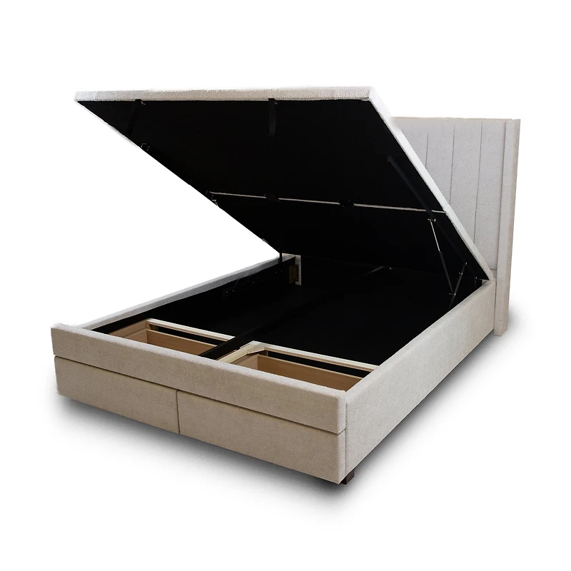Candice Storage Double Bed With Drawers - Pearl