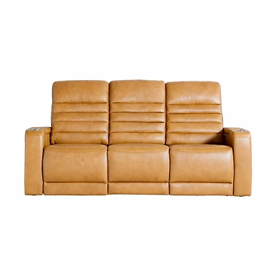 Creston Genuine Leather 3-Seater Power Recliner Sofa with Power Headrest Wireless Charging, USB/C LED lights – Cup Holders & Storage