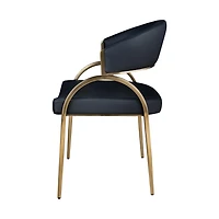 Monet Upholstered Dining Chair in Black PU with Brushed Gold Legs