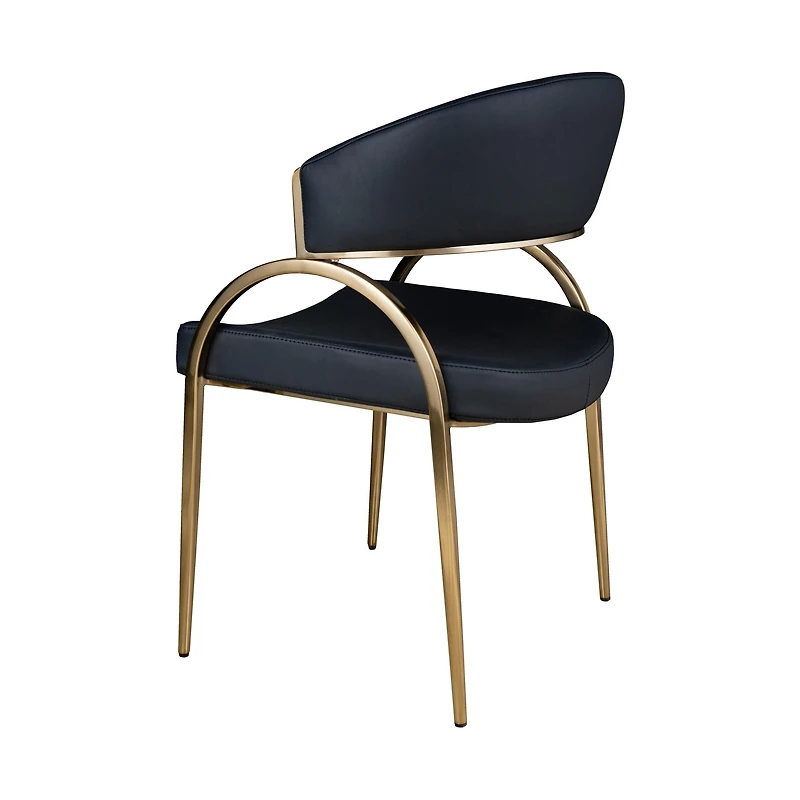 Monet Upholstered Dining Chair in Black PU with Brushed Gold Legs