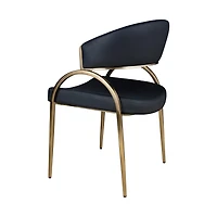Monet Upholstered Dining Chair in Black PU with Brushed Gold Legs