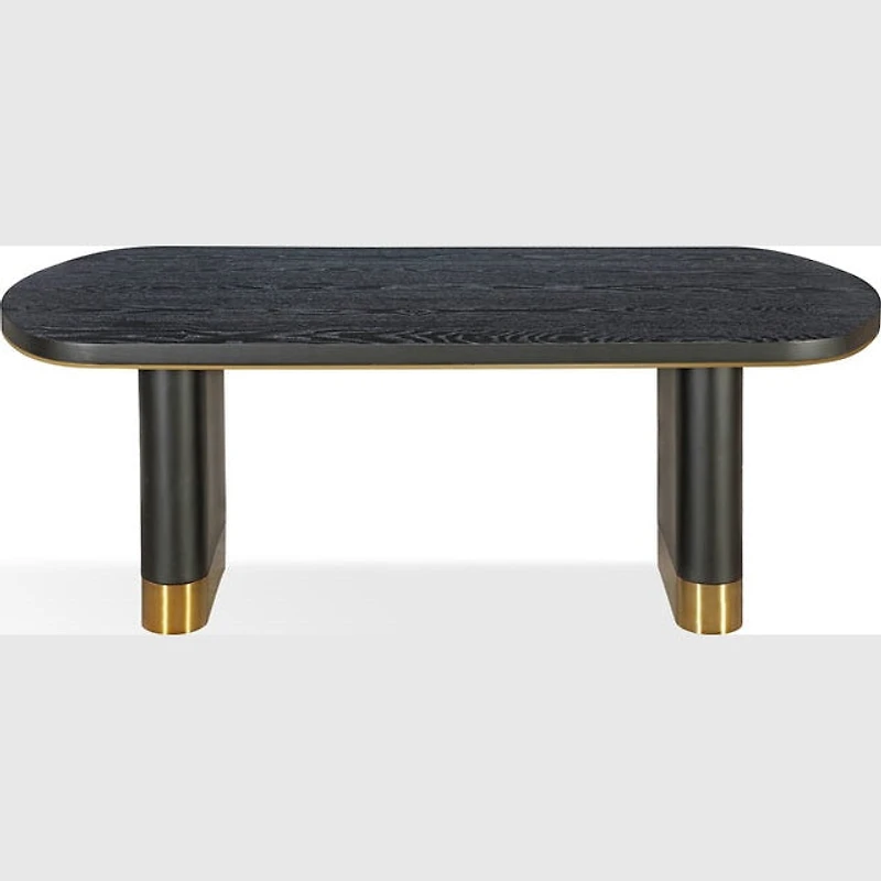 Doheny Wood and Metal Oval Dining Table – Black & Brass