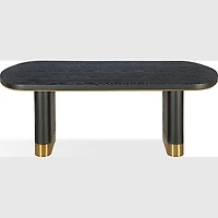 Doheny Wood and Metal Oval Dining Table – Black & Brass