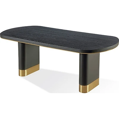 Doheny Wood and Metal Oval Dining Table – Black & Brass