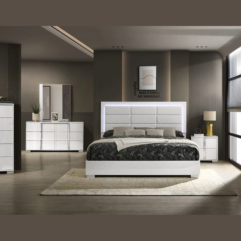 Vanah Glossy White King Bed