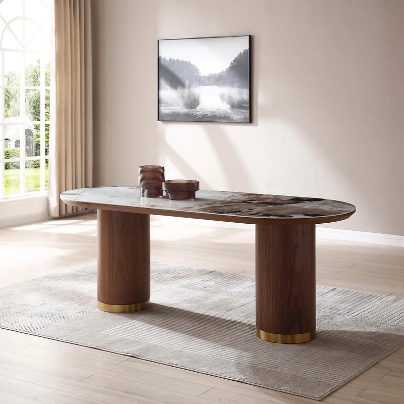 Scottsdale Ceramic Top and Wooden Base Dining Table