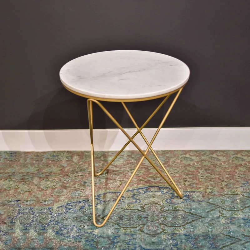 Grainhouse Wind & Fire Marble Side Table - White