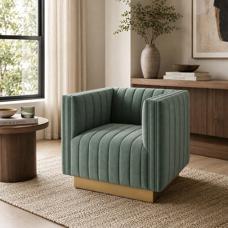 Elba Mid Century Chair - Premium Velvet Green