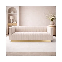 Elba Mid Century Sofa - Velvet Buff Beige