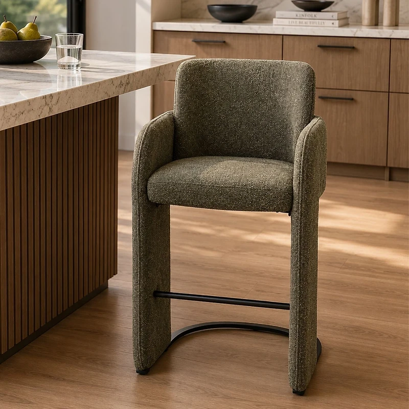 Elina Green Upholstered Modern Bar Chair