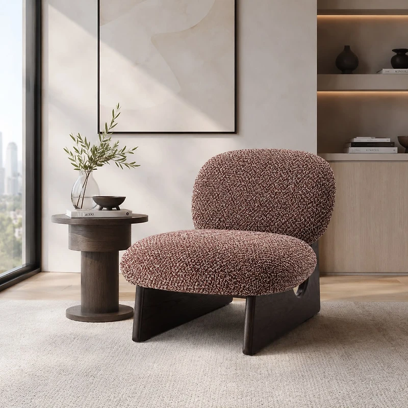 Elio Sculptural Upholstered Accent Chair – Rose Taupe