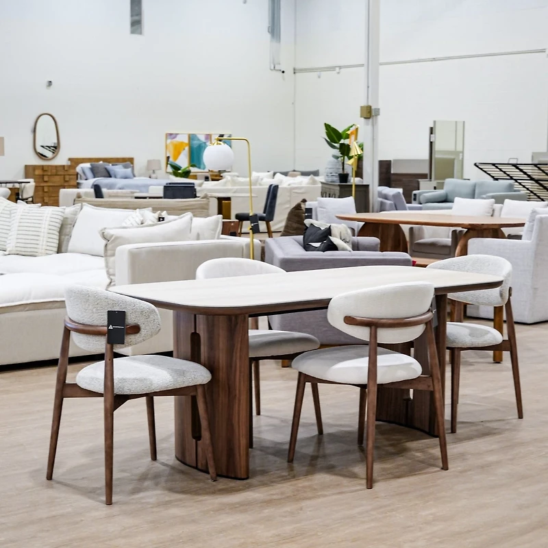 Atticus Dining Table with Travertine Ceramic Top