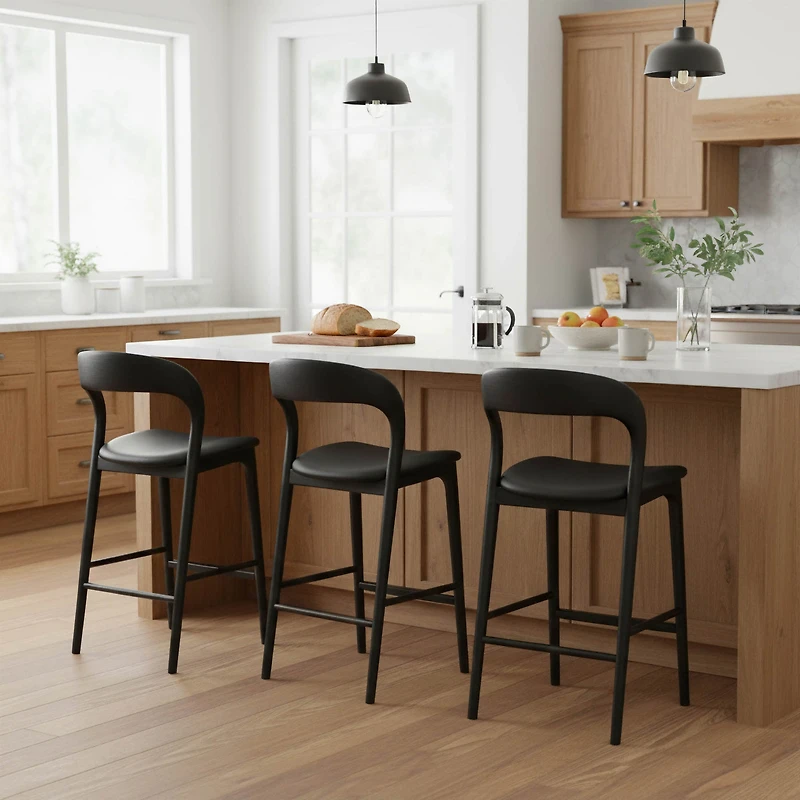 Faylen Counter Stool - Black w/ PU Seat