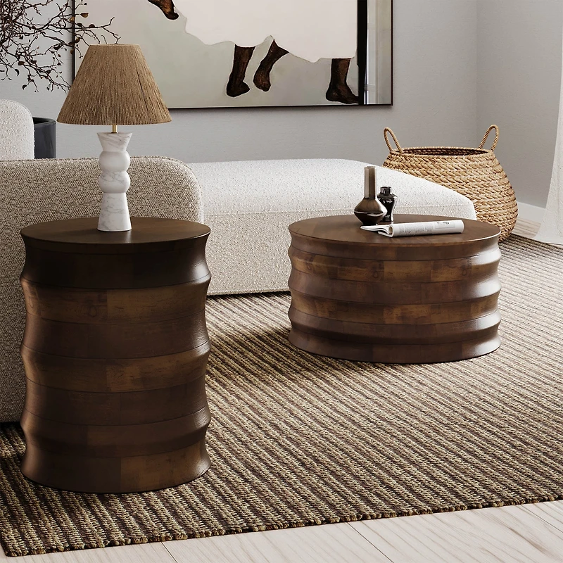 Global Coffee Table – Solid Mango Wood | Walnut Finish