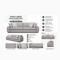 Gino Large Upholstered Sofa with 4 Toss Pillows