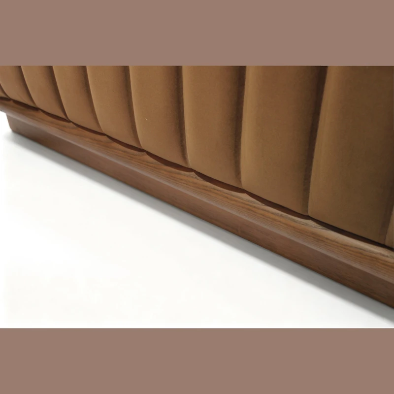 Elba 3-Seater Velvet Sofa with Wood Base – Bronze