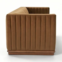 Elba 3-Seater Velvet Sofa with Wood Base – Bronze