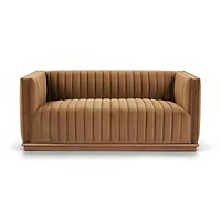 Elba 2-Seater Velvet Loveseat with Wood Base – Bronze