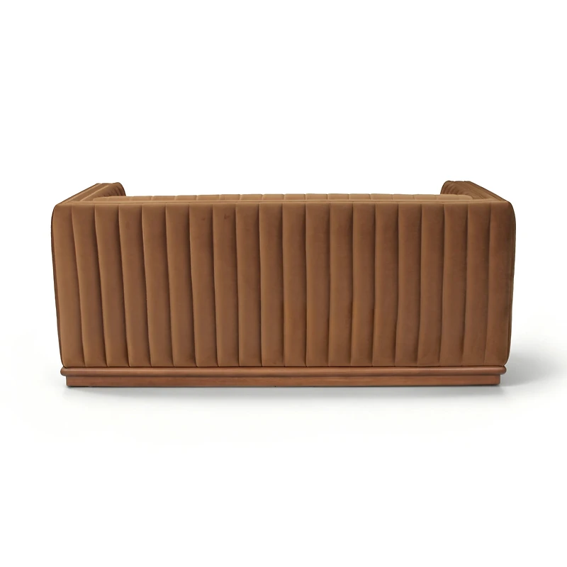 Elba 2-Seater Velvet Loveseat with Wood Base – Bronze