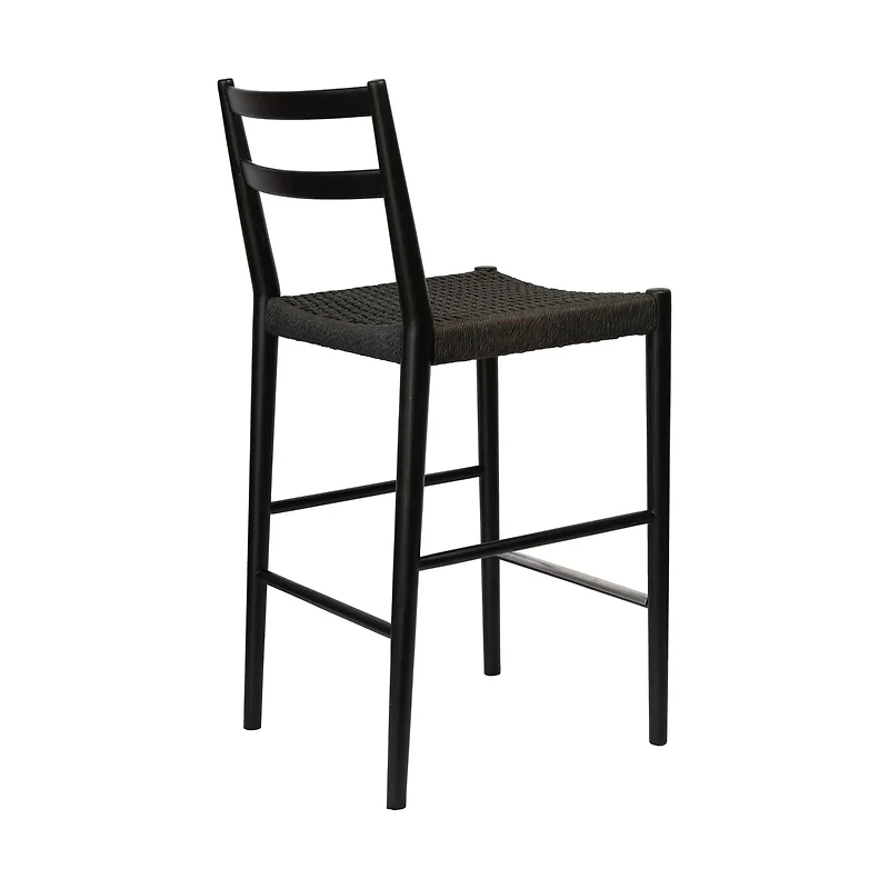 Varis Counter Stool with Back - Black Woven Seat