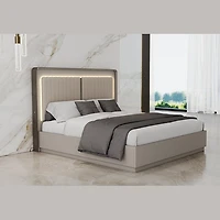 Avira Modern Storage Bed with LED Headboard – Grey