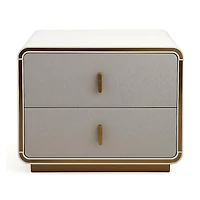 Joan Nightstand - Glossy Grey-Beige & Champagne Gold