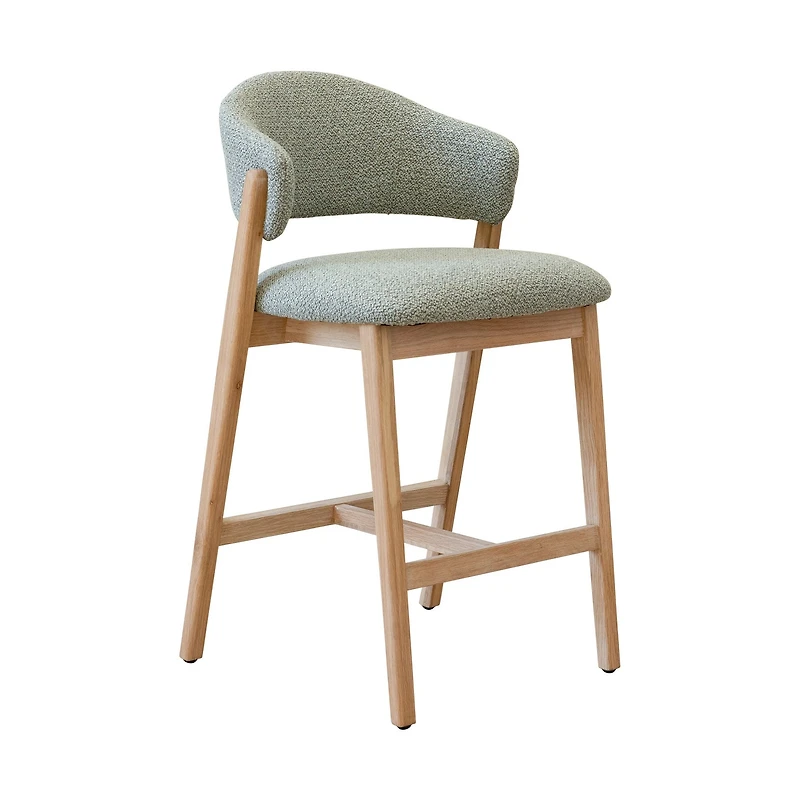 Brina Counter Stool – Mint Green Upholstery & Natural Wood Frame