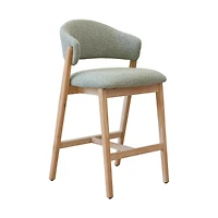 Brina Counter Stool – Mint Green Upholstery & Natural Wood Frame