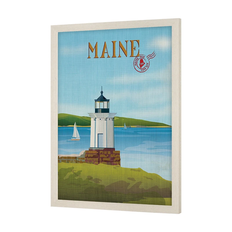 Maine GO (L) Textured Framed Artwork Matted