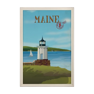 Maine GO (XL) Hand Embelished Framed Artwork Matted under Glass