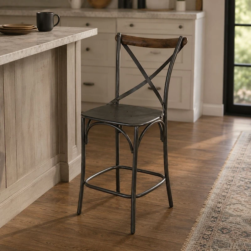 Metal Crossback Counter Stool