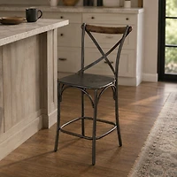 Metal Crossback Counter Stool