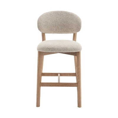Milena Counter Stool - Beige Upholstery with Natural Oak Wood Frame