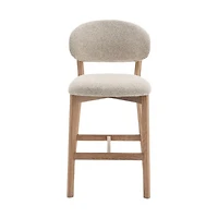 Milena Counter Stool - Beige Upholstery with Natural Oak Wood Frame