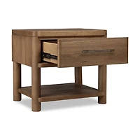 Hollis 1-Drawer Nightstand with Open Shelf – Cabin Glow Finish