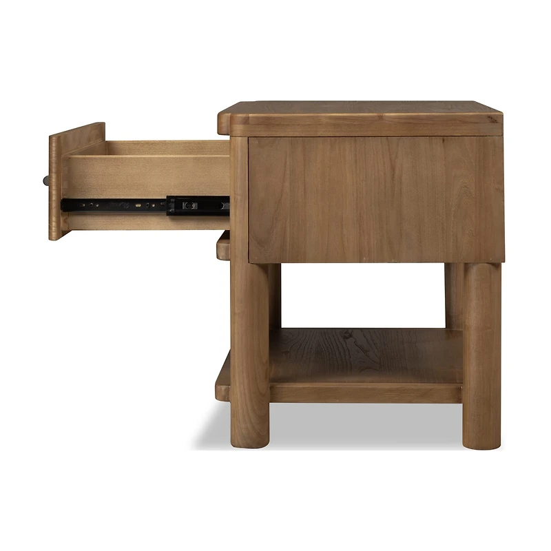 Hollis 1-Drawer Nightstand with Open Shelf – Cabin Glow Finish
