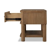 Hollis 1-Drawer Nightstand with Open Shelf – Cabin Glow Finish