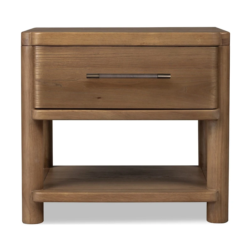 Hollis 1-Drawer Nightstand with Open Shelf – Cabin Glow Finish