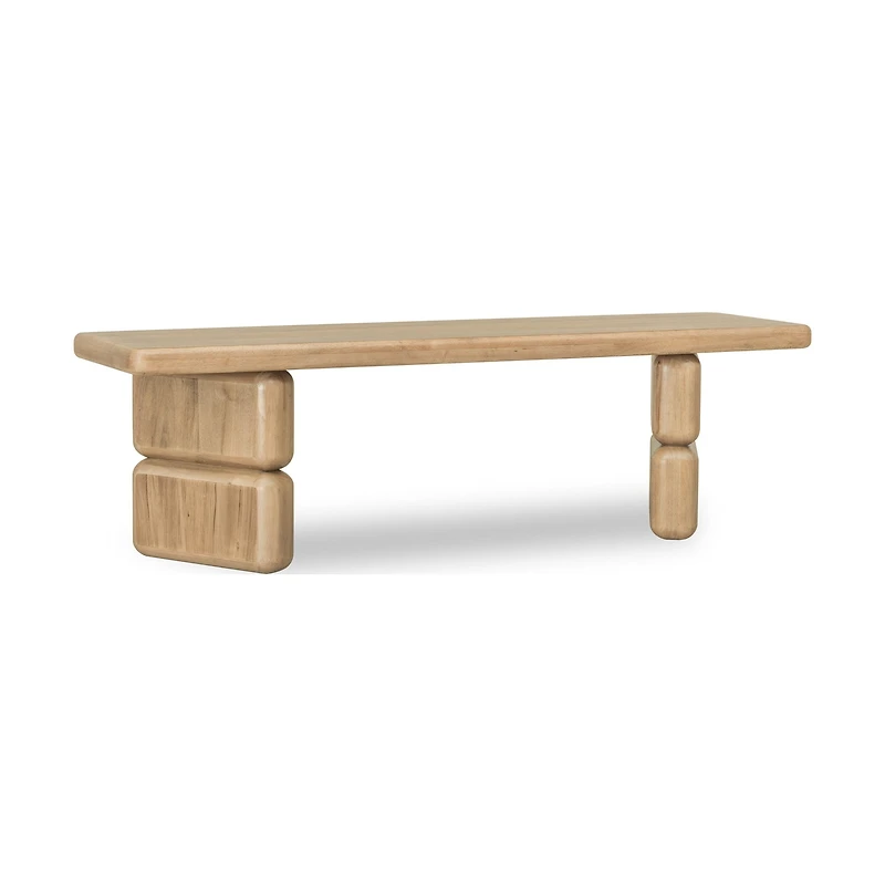 Nia Acacia Wood Dining Bench in Lioness Finish