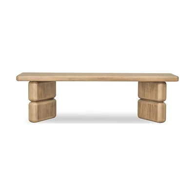 Nia Acacia Wood Dining Bench in Lioness Finish