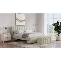Savage Upholstered Bed with Tall Headboard Sandy Chenille