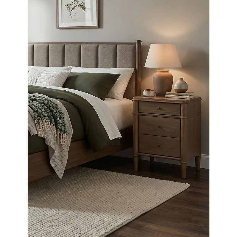Whitmore 3-Drawer Nightstand with Charging Station – Claystone