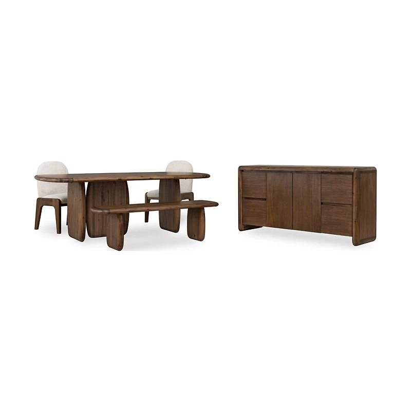 Xolani Rectangular Acacia Wood Pedestal Dining Table – Impala