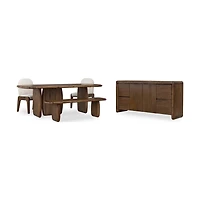 Xolani Rectangular Acacia Wood Pedestal Dining Table – Impala