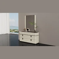 Elara Modern Dresser – Beige High Gloss