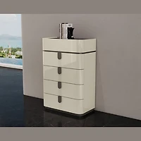 Elara Modern Chest – Beige High Gloss