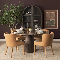 Nolan Slope Tan Leather Dining Chair